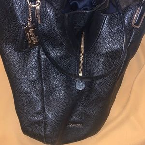 Coach black leather shoulder bag